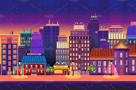 Night City Background 2D | Pre-Designed Illustrator Graphics ~ Creative ...