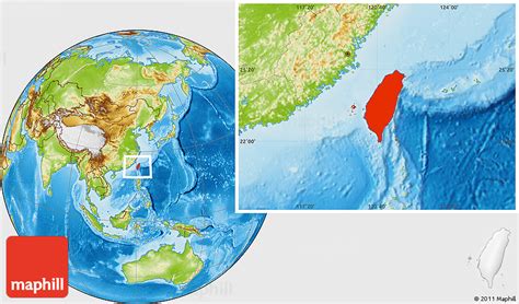 Physical Location Map of Taiwan