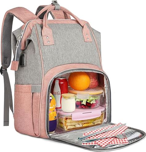 Lunch Backpack for Women, Insulated Cooler Lunch Box Laptop Backpack ...