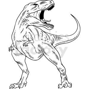 black and white t rex dinosaur vector illustration | Vector ...