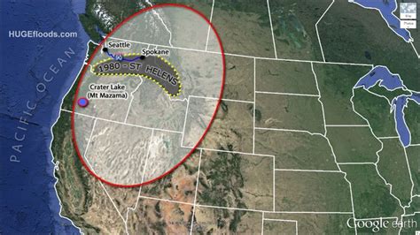 Crater Lake Mount Mazama eruption ash distribution map. | Crater lake ...