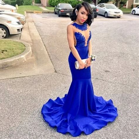 Cheap Backless Royal Blue Mermaid Prom Dresses for Graduation Vestidos ...