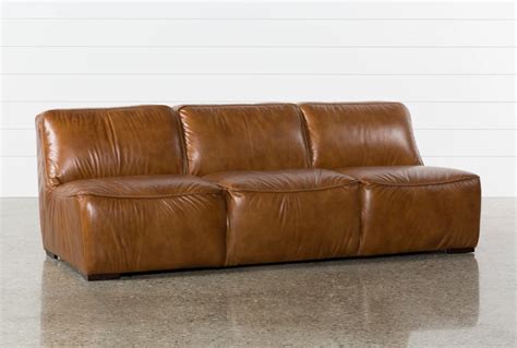 Burton Honey Brown Leather 91" Armless Sofa | Living Spaces