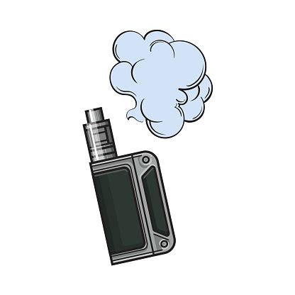 Hand Drawn Vape Vaping Device With Smoke Cloud Sketch Illustration ...