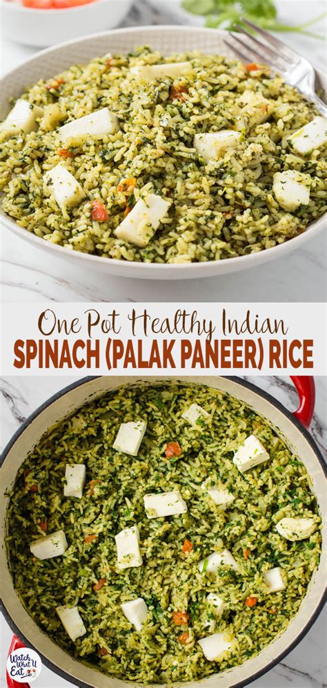 One Pot Easy Palak Paneer Rice - Watch What U Eat