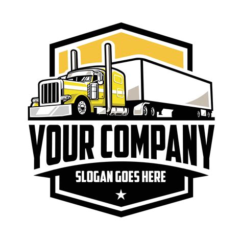 Trucking Company Logo Emblem Badge Vector Isolated. Yellow Semi Truck ...