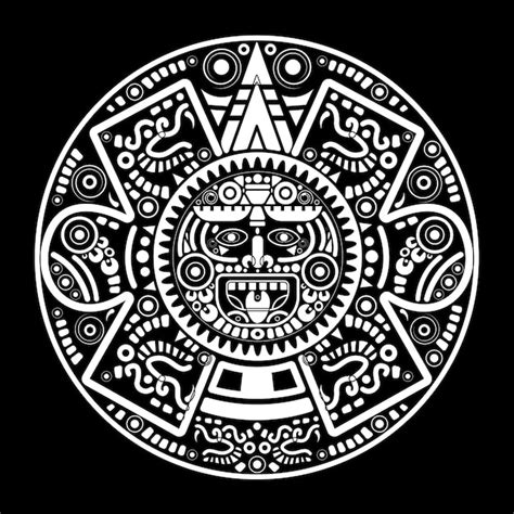 Premium Vector | Sacred Aztec wheel calendar Mayan sun god, Maya ...