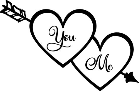 you me, double hearts with arrow, valentine's day free svg file - SVG Heart