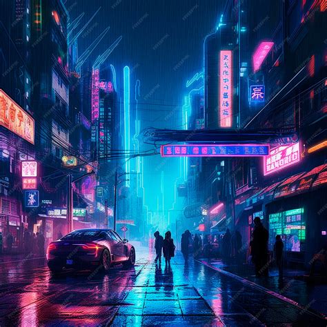 Premium AI Image | Neon city in cyberpunk style