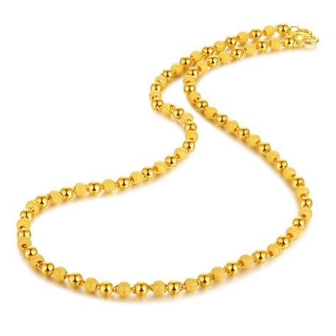 24K Pure Gold Necklace Real AU 999 Solid Gold Chain Nice Smooth Matte ...