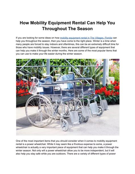 PPT - How Mobility Equipment Rental Can Help You Throughout The Season ...