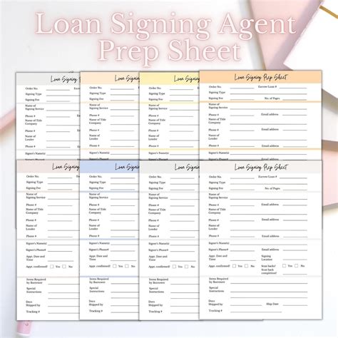 Loan Signing Agent Prep Sheet Notary Notary Marketing - Etsy