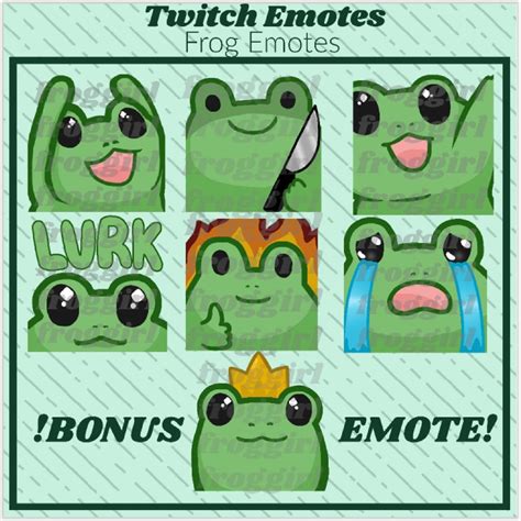 Cute Frog Twitch Emote Pack 6 Emotes 1 Bonus Emote | Etsy