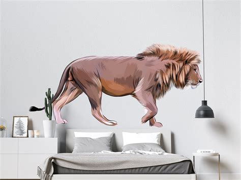 Lion Wall Decal Full Color Lion Wall Sticker Lion Wall - Etsy