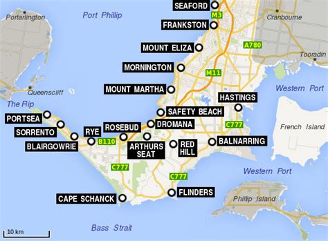 Mornington Peninsula map - Travel Victoria: accommodation & visitor guide