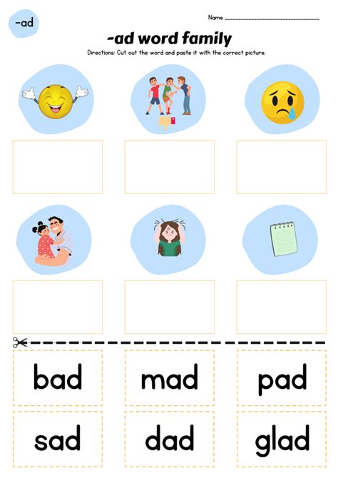 FREE Printable -ad Word Family Worksheets - Worksheets Library