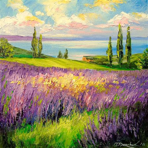 Lavender field Painting by Olha Darchuk | Saatchi Art