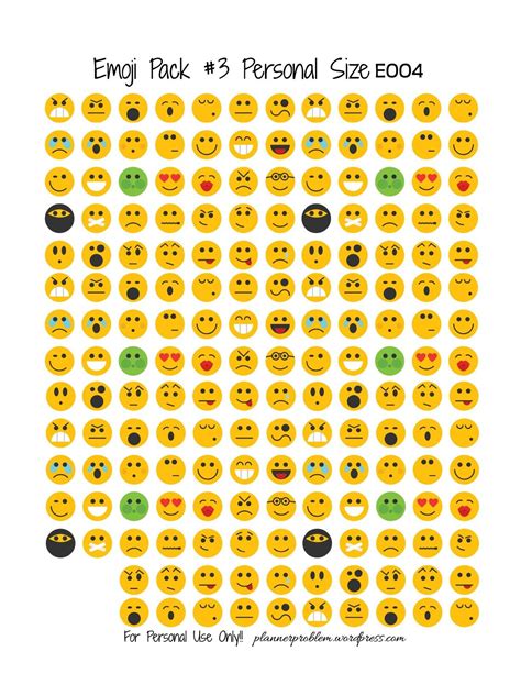 Emoji Pack #3! | Free Printable Planner Stickers | Free printable ...