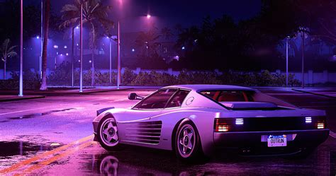 Ferrari Testarossa Synthwave Art 4k Ferrari Testarossa Synthwave Art 4k ...