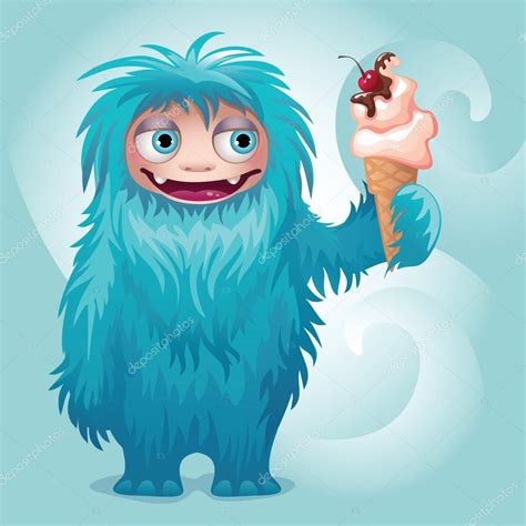 Furry Yeti with ice cream Stock Vector Image by ©wacomka #13799201