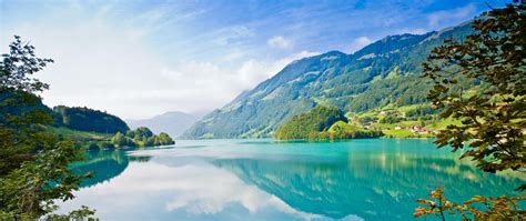 Preview wallpaper summer, mountains, nature, lake, river, grass ...