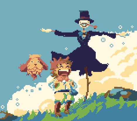 Whimsical Howl's Moving Castle Pixel Art Pattern