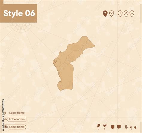 Cabinda - map in vintage style, retro style map, sepia, vintage. Vector ...