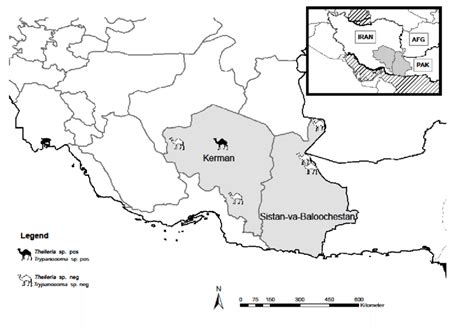 Map of Iran showing sampling sites in Kerman (Shahr-e-Babak, Kerman ...