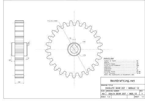 Involute Gear - Mechanical Drafting Services