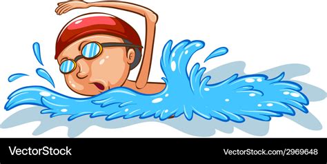 A simple coloured sketch of a boy swimming Vector Image