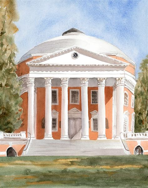 UVA Rotunda Giclee Print University of Virginia Print Hand | Etsy