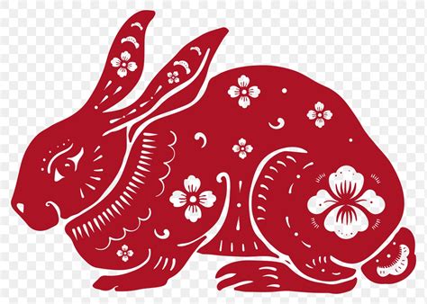 Chinese New Year rabbit png red animal zodiac sign sticker