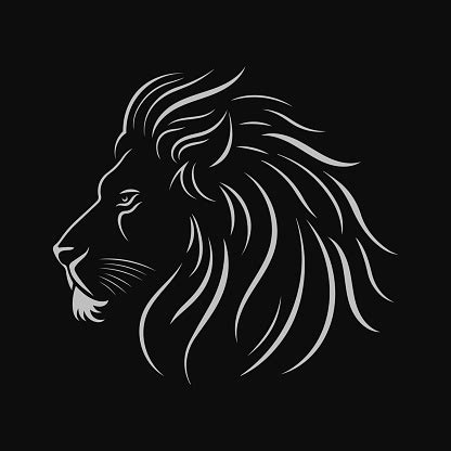 Lion Head Logo Black And White Icon Vector Illustration Stock ...