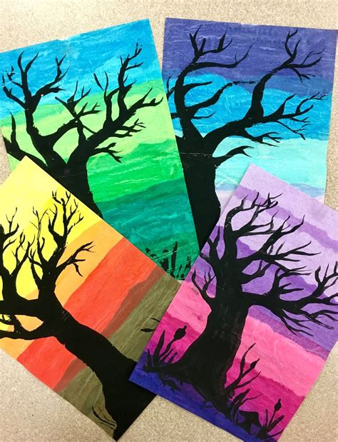 Easy Paper Paintings with Trees