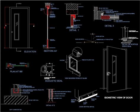 Sound Proof Door DWG Section for AutoCAD • Designs CAD | Autocad, Hotel ...