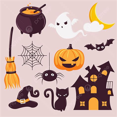 Halloween Element Vector Hd PNG Images, Cartoon Halloween Elements ...