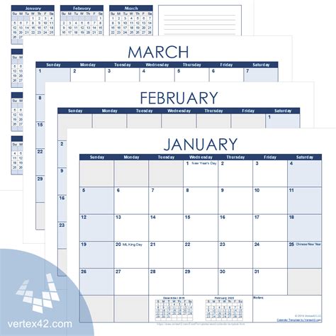 Download the Excel Calendar Template from Vertex42.com | Excel calendar ...