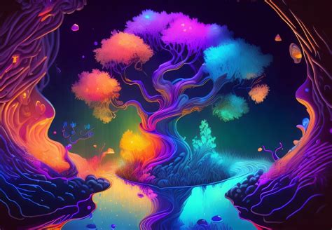 1893x1313 4K AI Art Neon Tree 1893x1313 Resolution Wallpaper, HD Artist ...