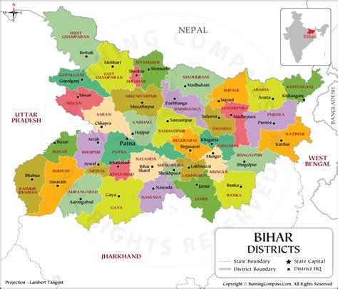 Bihar Map, Bihar District Map, Bihar State Political Map