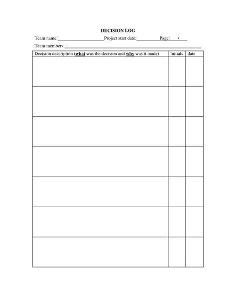 Free Decision Log Templates (for Excel, Word, PDF)