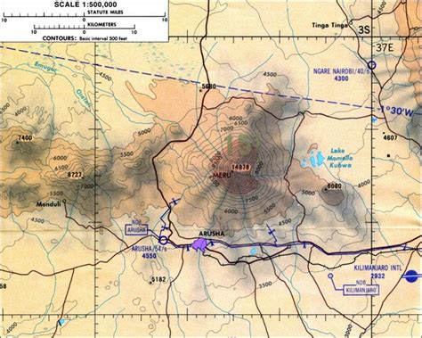 Mount Meru Topographic Map - Arusha Tanzania • mappery