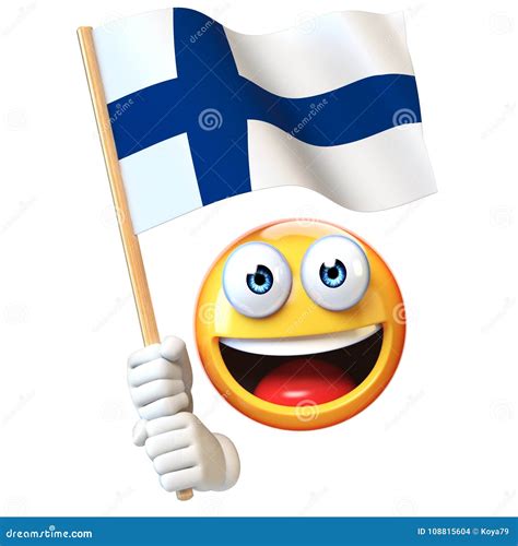 Emoji holding Finland flag stock illustration. Illustration of isolated ...