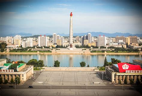 Kim Il Sung Square in Pyongyang, North Korea (with the 170-metre tall ...