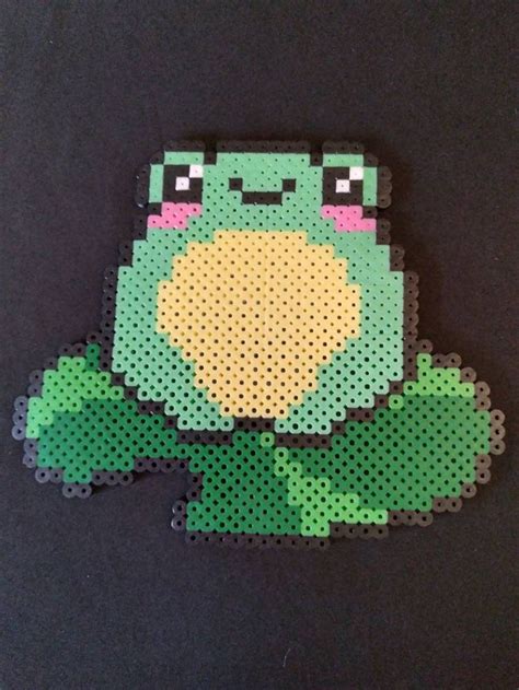 Cute green frog on lilypad pixel art bead sprite perler beads | Etsy in ...