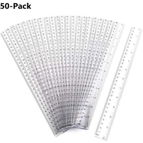 Lawei 50 Pack Clear Plastic Ruler - 12 Inch Straight Flexible Inches ...