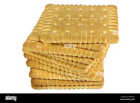 German butter biscuits isolated on white background Stock Photo - Alamy