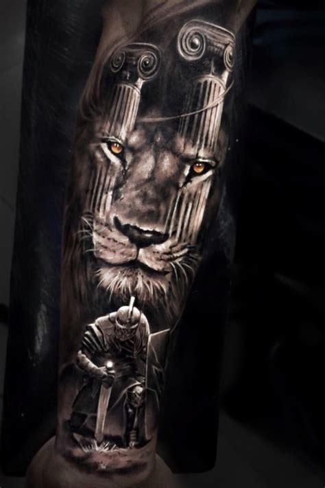 Black & gray realism lion and soldier warrior roman @pedromullertattoos ...