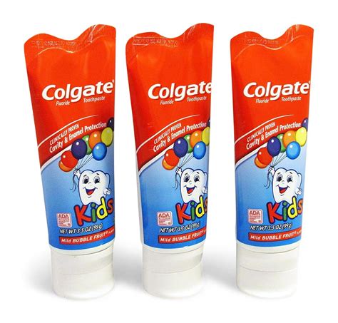 Colgate Kids 3-Pack Mild Bubble Fruit Flavor Toothpaste - Fluoride ...