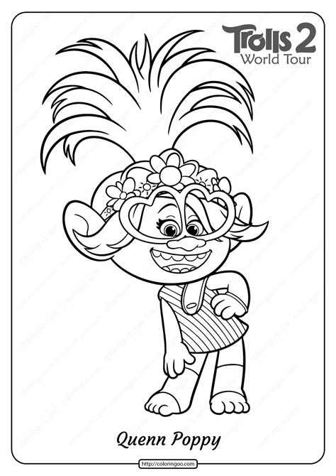 Free Printable Trolls 2 Queen Poppy Coloring Page Monster Coloring ...