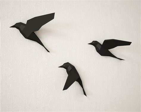 DIY paper Birds on wall 3D papercraft Easy paper model | Etsy